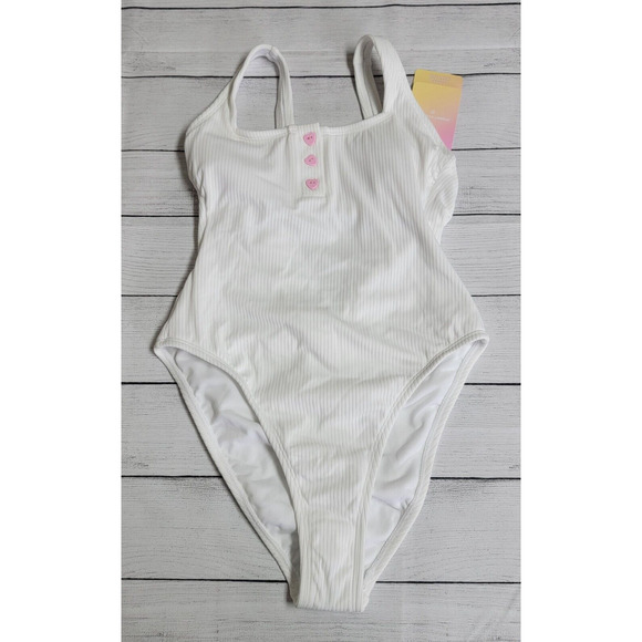 Stoney Clover Lane x Target Ribbed Henley One Piece Swimsuit XXS (00) White - Picture 1 of 6